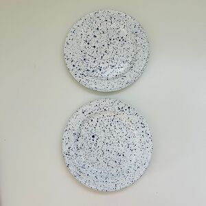 ARTESANO White Blue Enamel Speckles Plates, Set of 2
